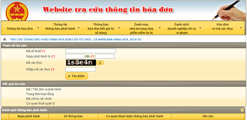 tra cứu kết quả thông báo phát hành hóa đơn