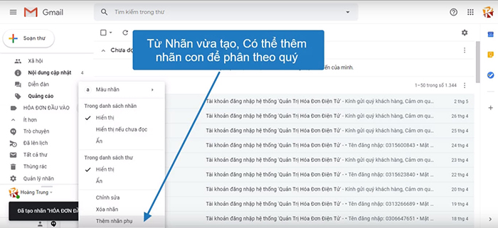 lưu trữ hóa đơn đầu vào bằng gmail