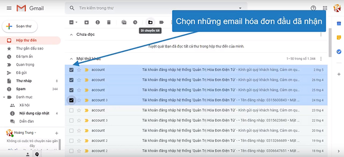 lưu trữ hóa đơn đầu vào bằng gmail