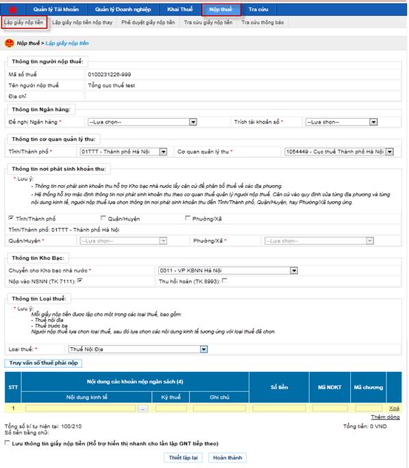 nộp thuế điện tử