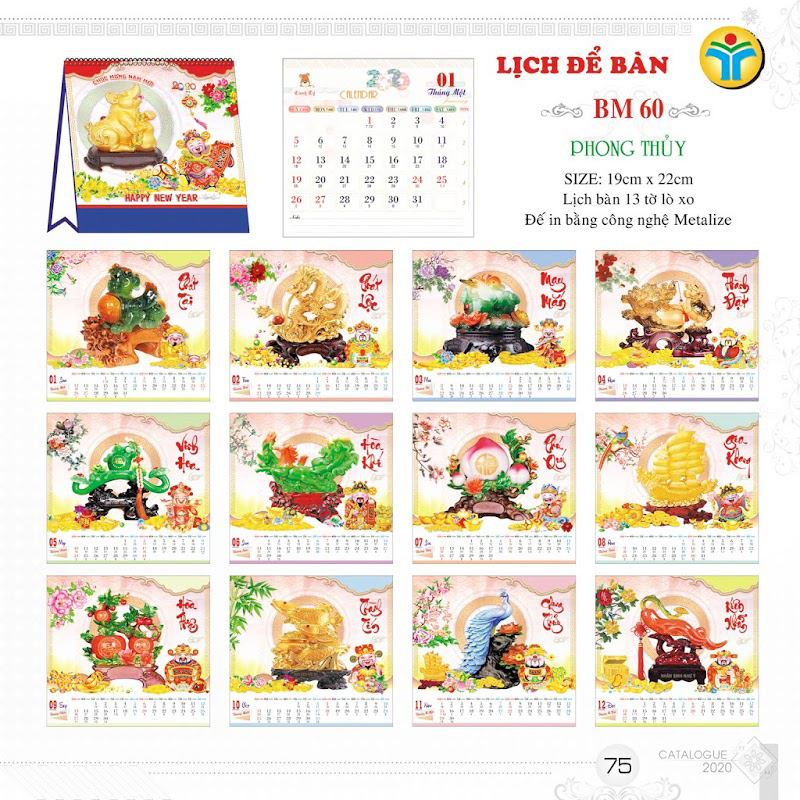 lịch để bàn phong thủy 2020
