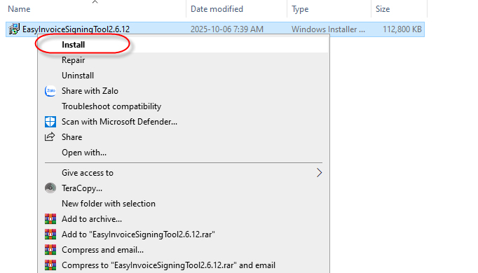 cài công cụ ký hóa đơn Easyinvoice