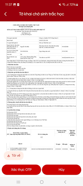 xác thực tờ khai 01